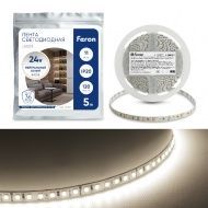 Лента светодиодная 120SMD(2835)/5м 11Вт/м 24V 5000*8*1.22мм 4000К, LS501 FERON