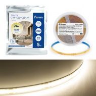 Лента светодиодная 512SMD(2110) 12Вт/5м 24V 5000*10*1.8мм IP20 3000К, LS530 FERON