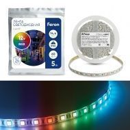 Лента светодиодная, 60SMD(5050)/m 14.4W/m 12V IP65 5m RGB , LS607 FERON