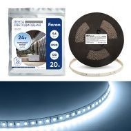 Лента светодиодная 120SMD(2835)/м 9.6Вт/м 24V 20000*10*1.22мм 6000К, LS520 FERON 20м
