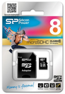 Карта памяти Micro-SD 8GB Silicon power Class6 +SD