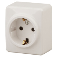 11-02 Розетка ЭРА, 11-2203-02, внешняя, с заземл, сл.кость