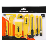 Набор ножей, выдвижные лезвия, 9 мм-4 шт, 18 мм-2 шт, скребки 39 и 50 мм ЕРМАК /685-025