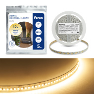 Лента светодиодная, 180SMD(2835)/m 17W/m 12V 5m 3000К, LS616 FERON