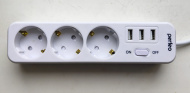 Perfeo сетевой фильтр "POWER STREAM", 2500W, двойная защита, 2м, 3 розетки, 3 USB, белый.