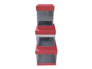 Набор коробок 3 в 1 арт 0350-4 квадрат прозр красн