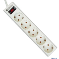 Сетевой фильтр ES 1.8 1,8 м, белый, 5 розеток DEFENDER