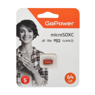 Карта памяти microSD GoPower 64GB Class10 UHS-I (U3) 100 МБ/сек V30 без адап