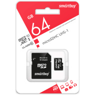 Карта памяти Smartbuy micro SDXC 64 Gb Class 10 UHS-1 с/а