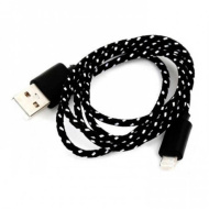 Дата-кабель Smartbuy USB - 8-pin для Apple, нейлон, длина 1 м, черный (iK-512n black)/500