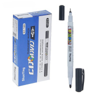 Маркер двухсторонний для CD/DVD, черный, 0,7мм/2,0мм 675573