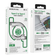 USB-кабель BOROFONE BX44 Type-C to Type-C 2 метра, 5A, АБС-пластик, белый