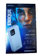 Perfeo Powerbank 20000 mAh/LED дисплей/PD + QC 3.0/Type-C/2 USB/Выход: 5A, max 22.5W/White