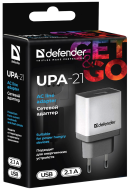 Сетевой адаптер UPA-21 белый, 1xUSB, 5V/2.1А DEFENDER