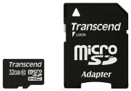 Карта памяти Micro-SD 32GB Transcend Class 10+SD 30MB/s