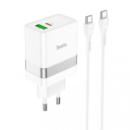 Сетевое ЗУ HOCO N28, PD20W+QC3.0, 1хUSB-С, 1хUSB-A, 3А, + кабель (Type-C на Lightning), 1 м, черный 