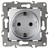 12-03 Розетка ЭРА, 12-2101-03, с заземл., алюминий