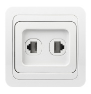 Розетка компьютер+телефон RJ-45+Phone 1 местная белая "Марс" (SBE-02w-S1-RJPH) SmartBuy