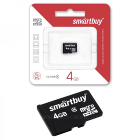 Карта памяти Micro-SDHC 4GB Smart Buy Class 10 с ад