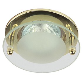 Светильник KL15 GD литой " с круг.стеклом" MR16 12V 50W золото ЭРА