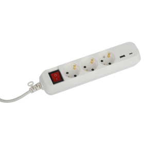 Удлинитель электрический ЭРА UB-3es-3m-USB c заземлением с выключателем 3 розетки + 1xUSBA+1xUSBC 3м