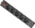 Сетевой фильтр DFS 751 1,8 м, 5 розеток, 2xUSB, 2.1A DEFENDER
