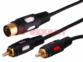 Шнур DIN 5PIN Plug - 2 RCA Plug 1.5М (GOLD) REXANT 17-2512