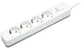 Perfeo сет. фильтр "POWER STREAM", 2500W,  3,0м, 4 розетки, белый.