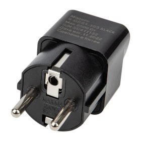 Переходник сетевой S-GES1-10S BLACK , 10А, 2500Вт, с зазем. Черный. ТМ Uniel