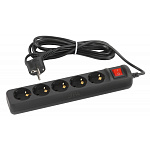 Удлин. ЭРА UX-5es-3m-B с зазем с выкл. ПВС 3x0,75мм2 черн