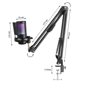 Орбита OT-ERM16А RGB микрофон проводной конденсаторный на стойке (USB, 1.8м)