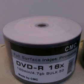 Диск DVD-R 4,7 GB 16x Bulk/50 Full Ink Print (CMC)