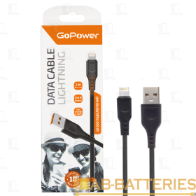 Кабель GoPower GP01L USB (m)-Lightning (m) 1.0м 2.4A ПВХ черный