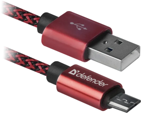 USB кабель USB08-03T PRO USB2.0 Красный, AM-MicroBM, 1m, 2.1A DEFENDER