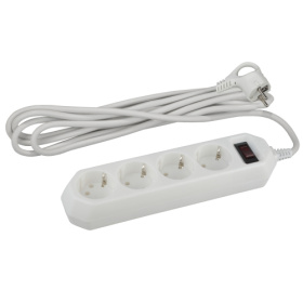 Сет.фильтр ЭРА USF-М-4es-W 1.5m-с зазем, выкл, белый.4гн. 